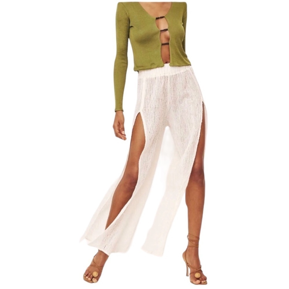 Savannah Morrow Deia Pant Ivory Linen Blend Size XXL